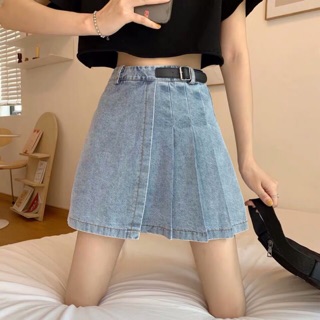 [SALE XẢ KHO]Chân váy xếp ly jean kèm thắt lưng Quảng Châu Cực Xinh Giá Rẻ