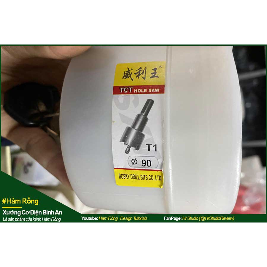Mũi khoan vét lỗ tròn phi 90mm cho thạch cao, tôn mỏng, đầu hợp kim