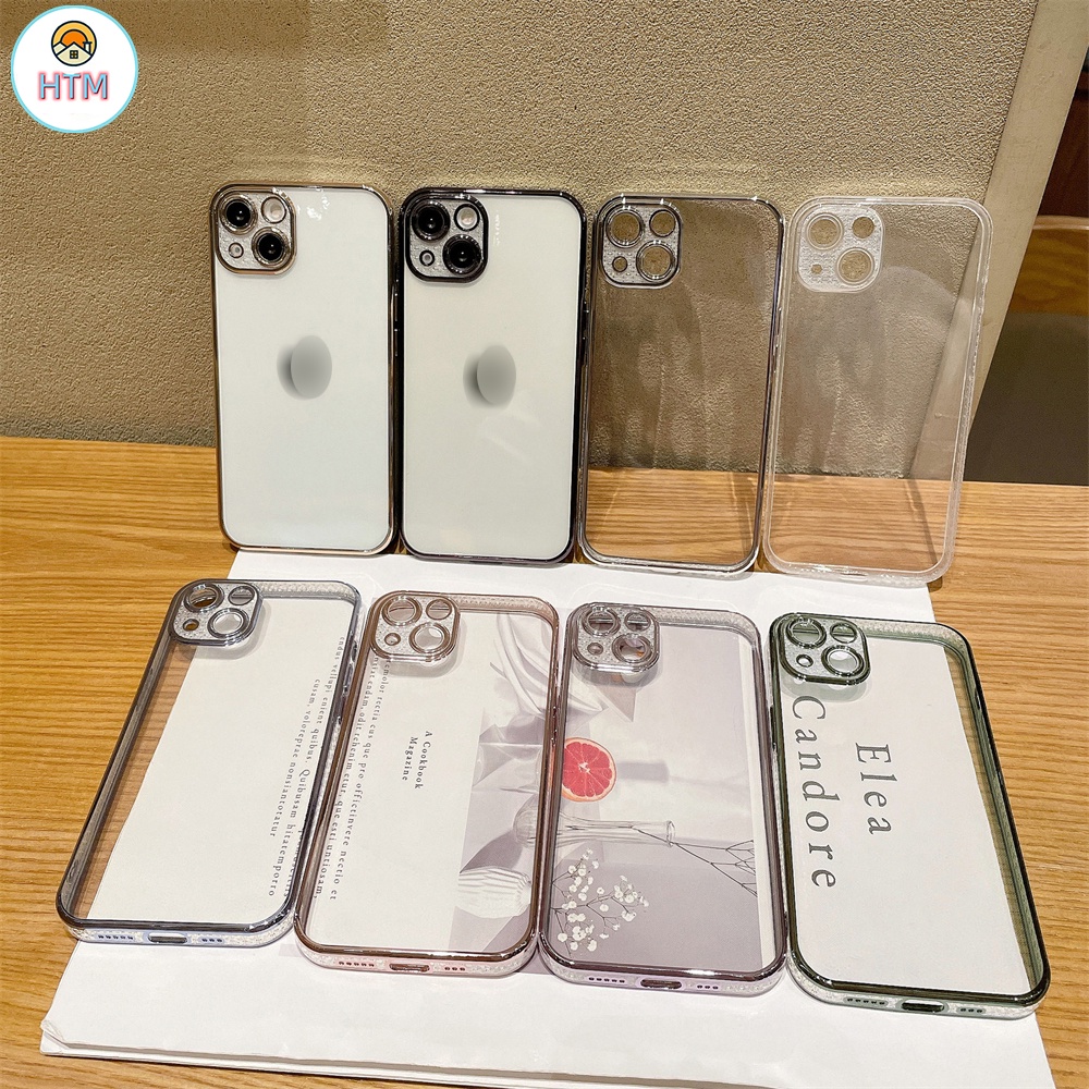 Ốp Điện Thoại Viền Vuông TPU Mềm Mạ Điện Kèm Phim Bảo Vệ Ống Kính Cho iPhone 13 12 11 Pro Max Promax XS Max XR X