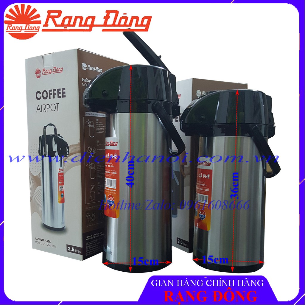 [NHẬN HÀNG NGAY][MẪU MỚI 2020] PHÍCH ĐỰNG NƯỚC INOX RẠNG ĐÔNG 2 LÍT, 2.5 LÍT RÓT NƯỚC DẠNG CẦN BƠM, ĐẾ XOAY 360 ĐỘ