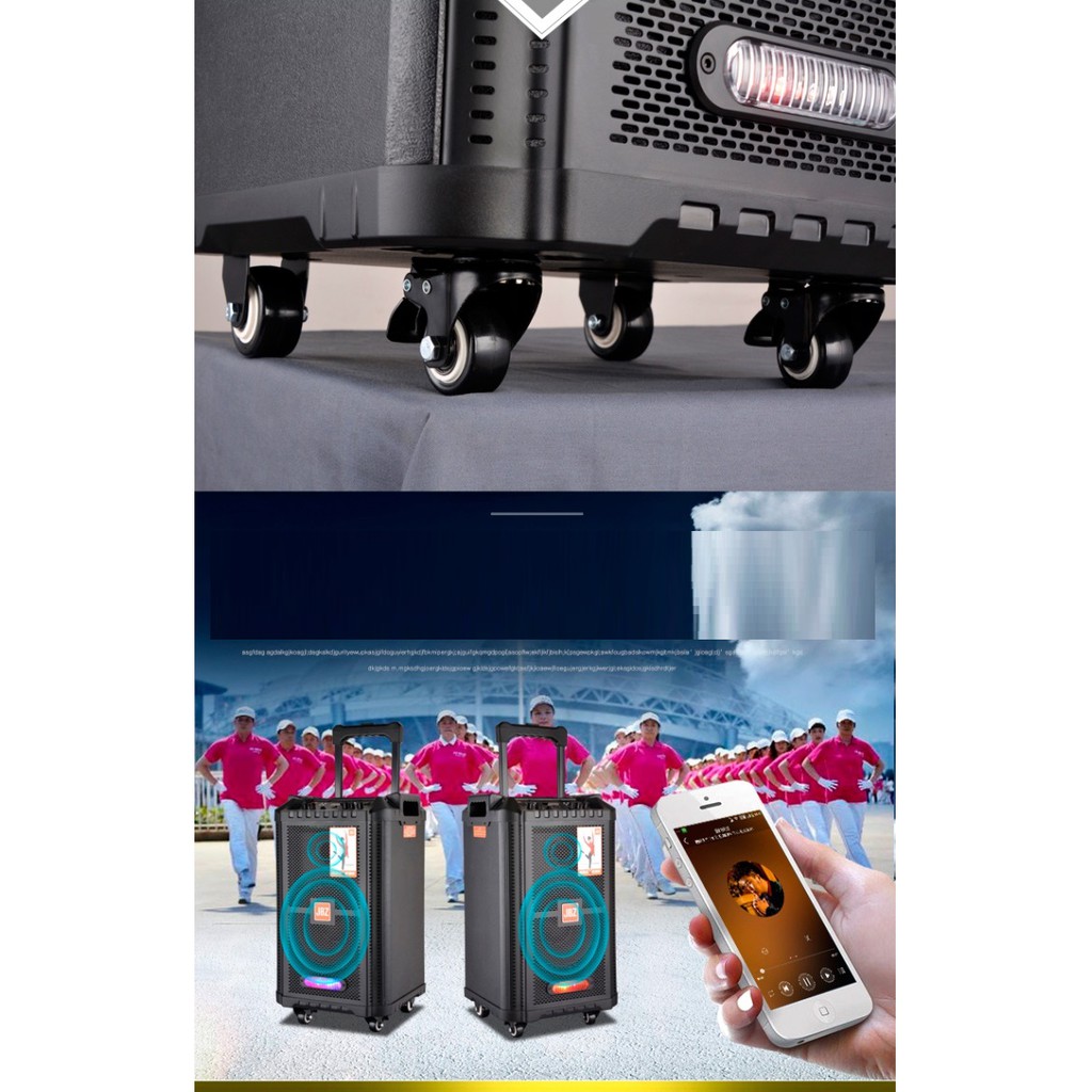 Loa kéo di động Karaoke Bluetooth cao cấp JBZ JB+0806 1006 1206 Bass 2 Tấc + Kèm 2 micro