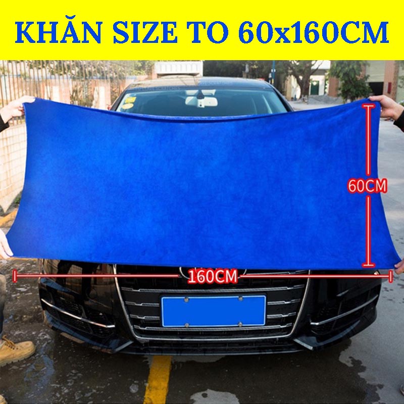 Khăn Lau Xe Hơi Microfiber VERSION 3 Siêu Thấm Hút - Khổ Lớn Kích Thước 60X160CM  (KHĂN TO) - CarZone