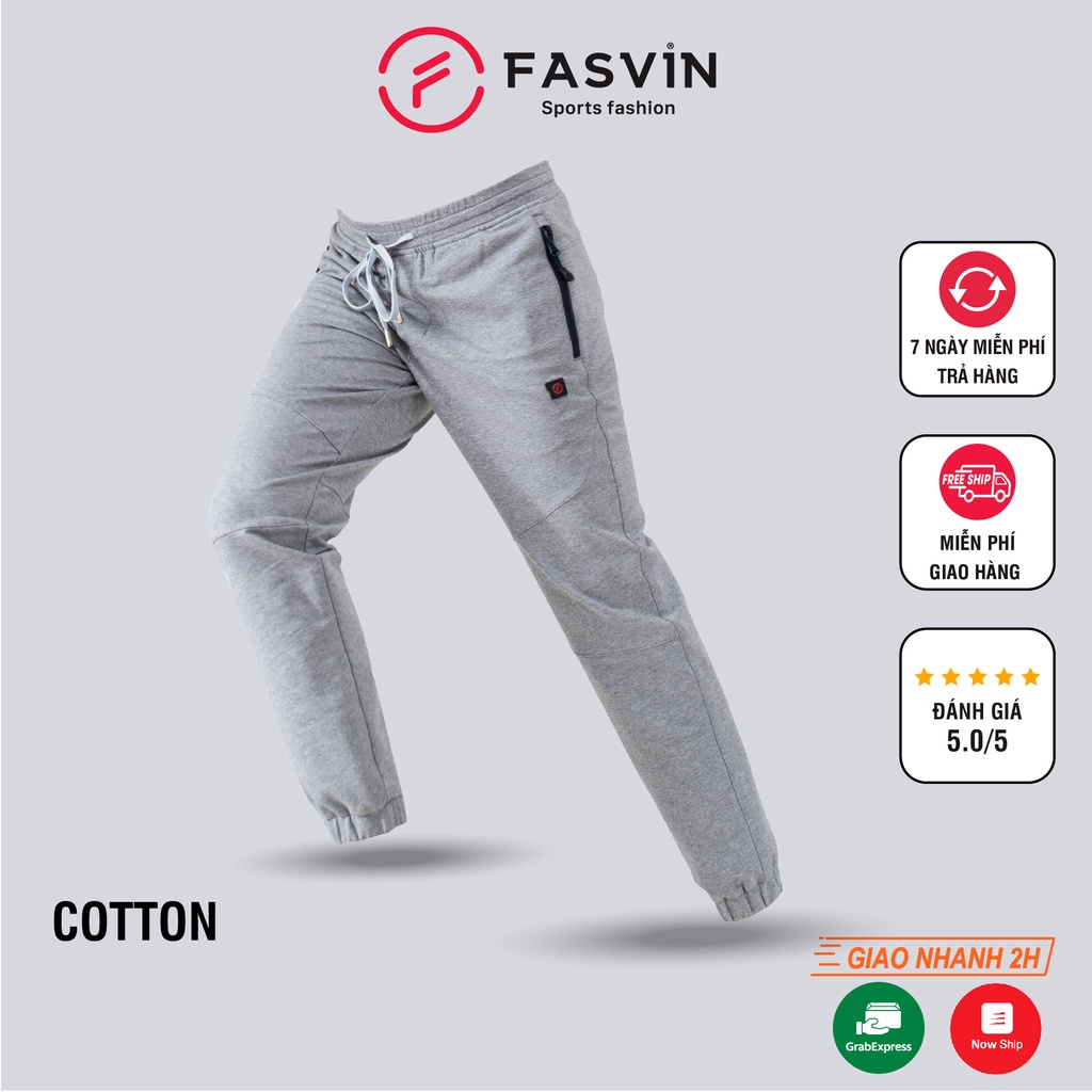 Quần nỉ thể thao nam Fasvin CT20426.HN vải cotton dáng jogger bo gấu co dãn thoải mái