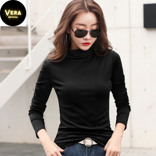 Áo giữ nhiệt nữ cổ cao thu đông phong cách Hàn Quốc, Áo thun giữ nhiệt thu đông nữ dài tay_HS22