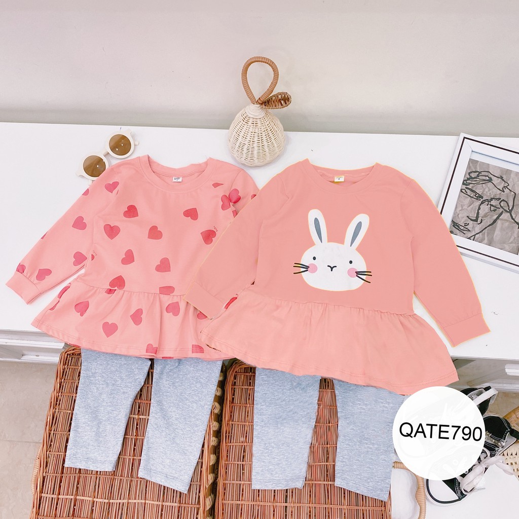 Đồ bộ quần áo dài tay dáng peplum bé gái QATE790