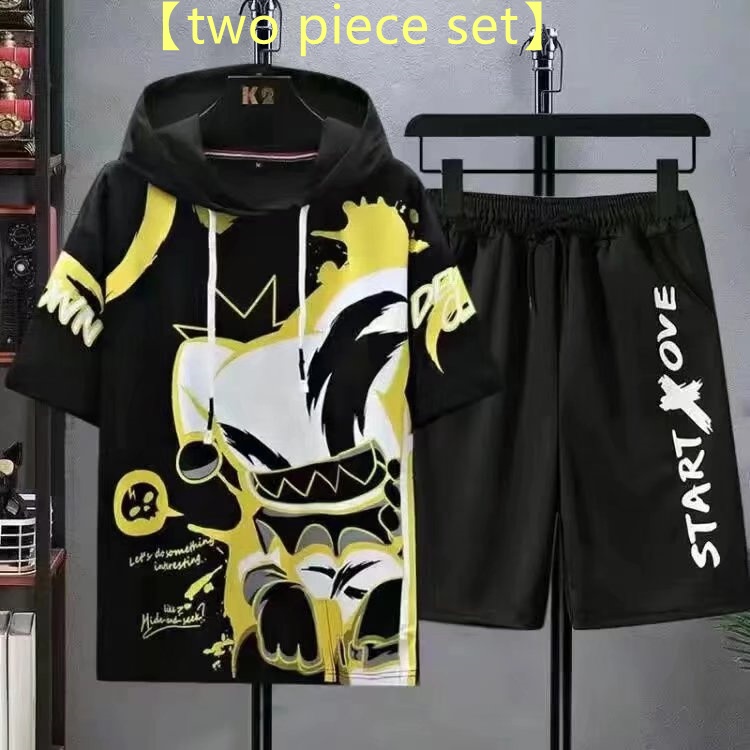 Áo Thun Tay Ngắn Có Mũ Trùm Đầu Phong Cách Thời Trang Nhật Bản Cho Nam Giới Có size Lớn [M-5XL]