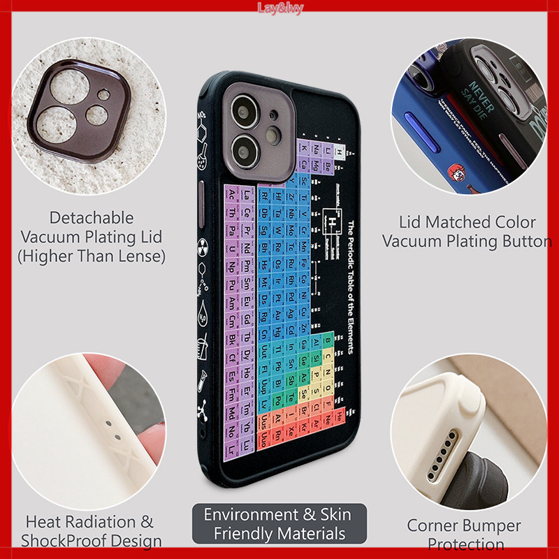Ốp điện thoại silicon IMD hình bảng tuần hoàn hóa học thích hợp cho iPhone 7Plus/8Plus XS XSmax XR 11/12/13 Pro Max