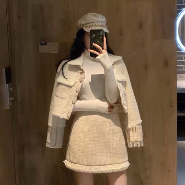 [ORDER] Set dạ Tweet phối lông (ảnh thật ở cuối)