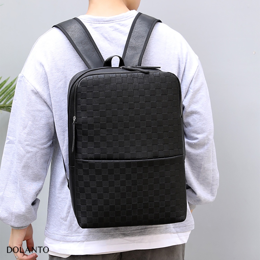 Balo Đi Học Da Thật TARTAN Chống Nước Cao Cấp Thời Trang Rẻ Đẹp Nhẹ Da Đen Đựng Laptop Đi Chơi Du Lịch Nam Nữ DOLANTO
