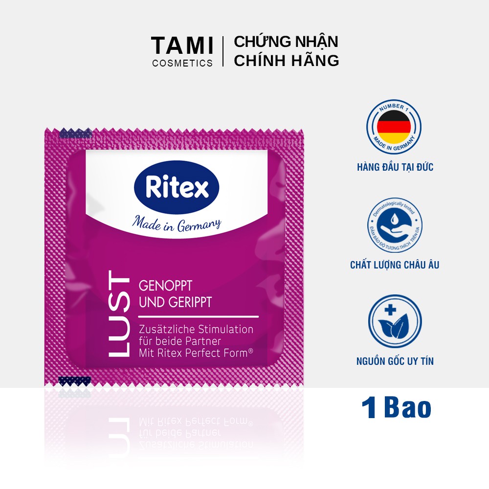 Bao cao su RITEX LUST gân và gai tăng kích thích cho cả hai hàng đầu tại Đức (Có che tên) RI-LUST1