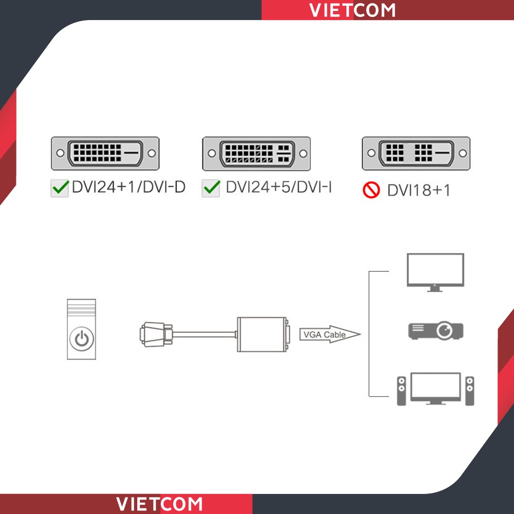 Cáp DVI To VGA - Hàng chính hãng VEGGIEG