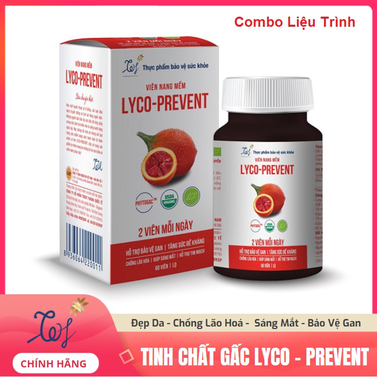 [Combo Liệu trình] Viên Tinh Chất Gấc Lyco Prevent - Sáng Mắt, Đẹp Da, Chống Lão Hoá, Bảo Vệ Gan, Tim mạch