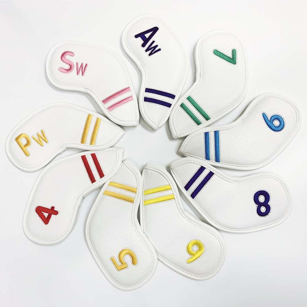 Set 9 Vỏ Bọc Bảo Vệ Đầu Gậy Đánh Golf 4-9, P ,S ,A Thêu Chữ Số