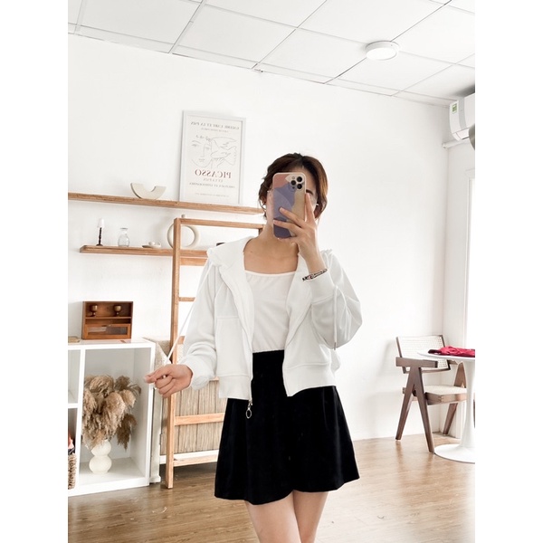 Áo hoodie nữ dáng ngắn croptop nỉ bông siêu ấm Harriet | BigBuy360 - bigbuy360.vn