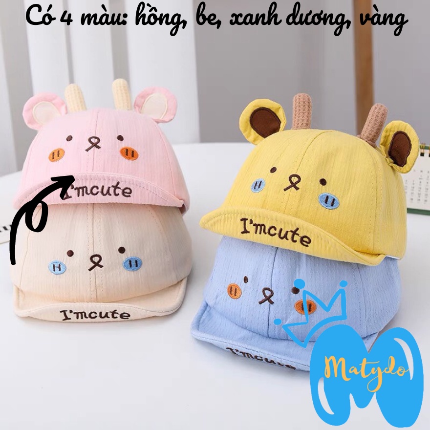 Mũ cho bé gái bé trai MATYDO nón lưỡi trai hình mặt cười im cute đáng yêu phụ kiện mùa hè