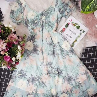 Đầm xòe hoa voan