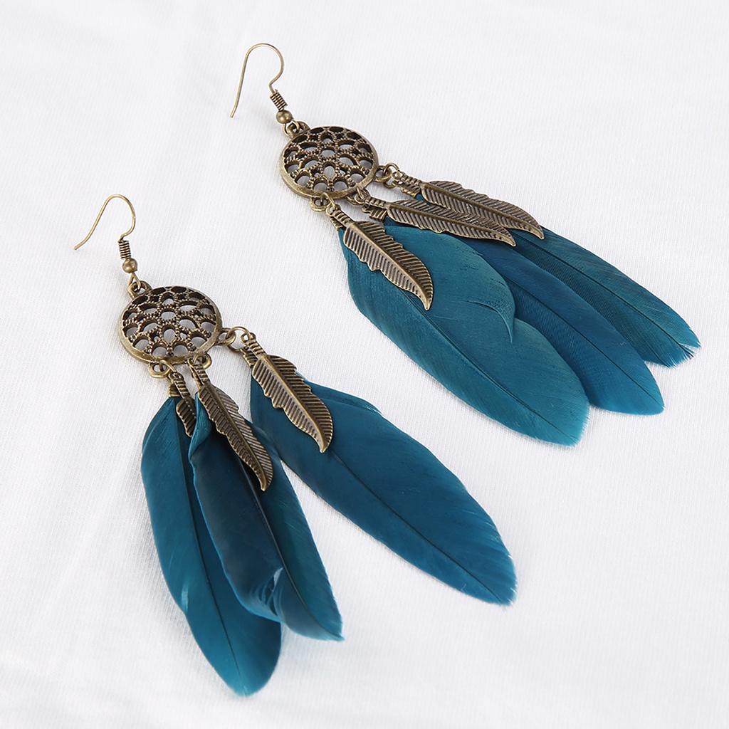 Cặp khuyên tai thiết kế lông vũ phong cách Bohemian cổ điển dành cho nữ