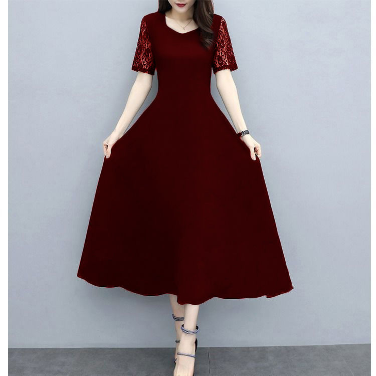 Large-size summer 2021 new lace dress loose cover belly reduce age and thin women's temperament fat mm mid-length skirt | BigBuy360 - bigbuy360.vn