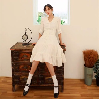 [ORDER] Đầm trắng bèo tầng (ảnh thật từ ảnh 7)