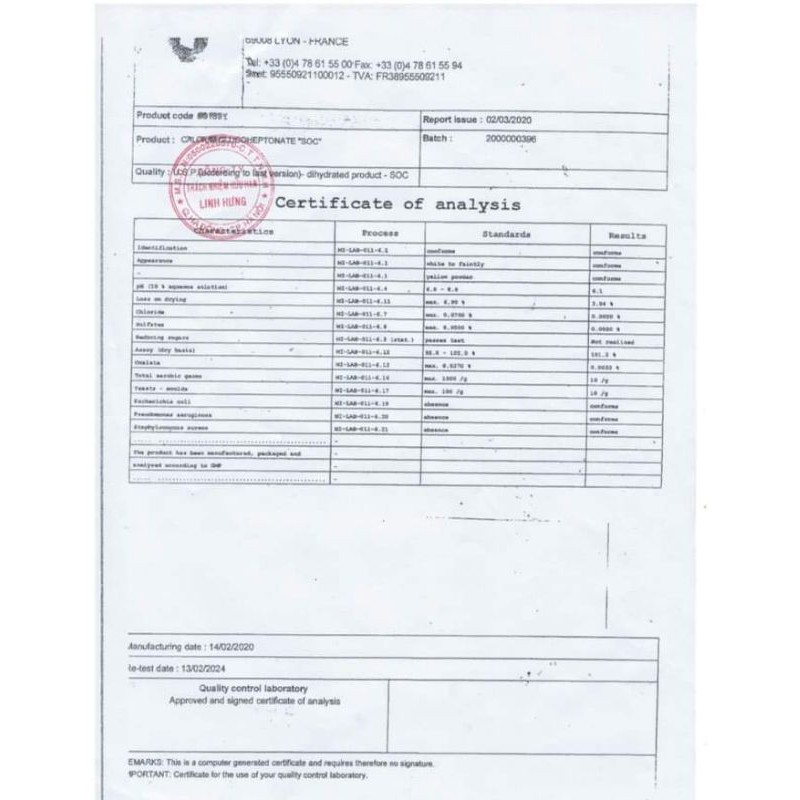 Canxi hữu cơ cho cả nhà , nguyên liệu nhập khẩu từ Pháp, canxi mát