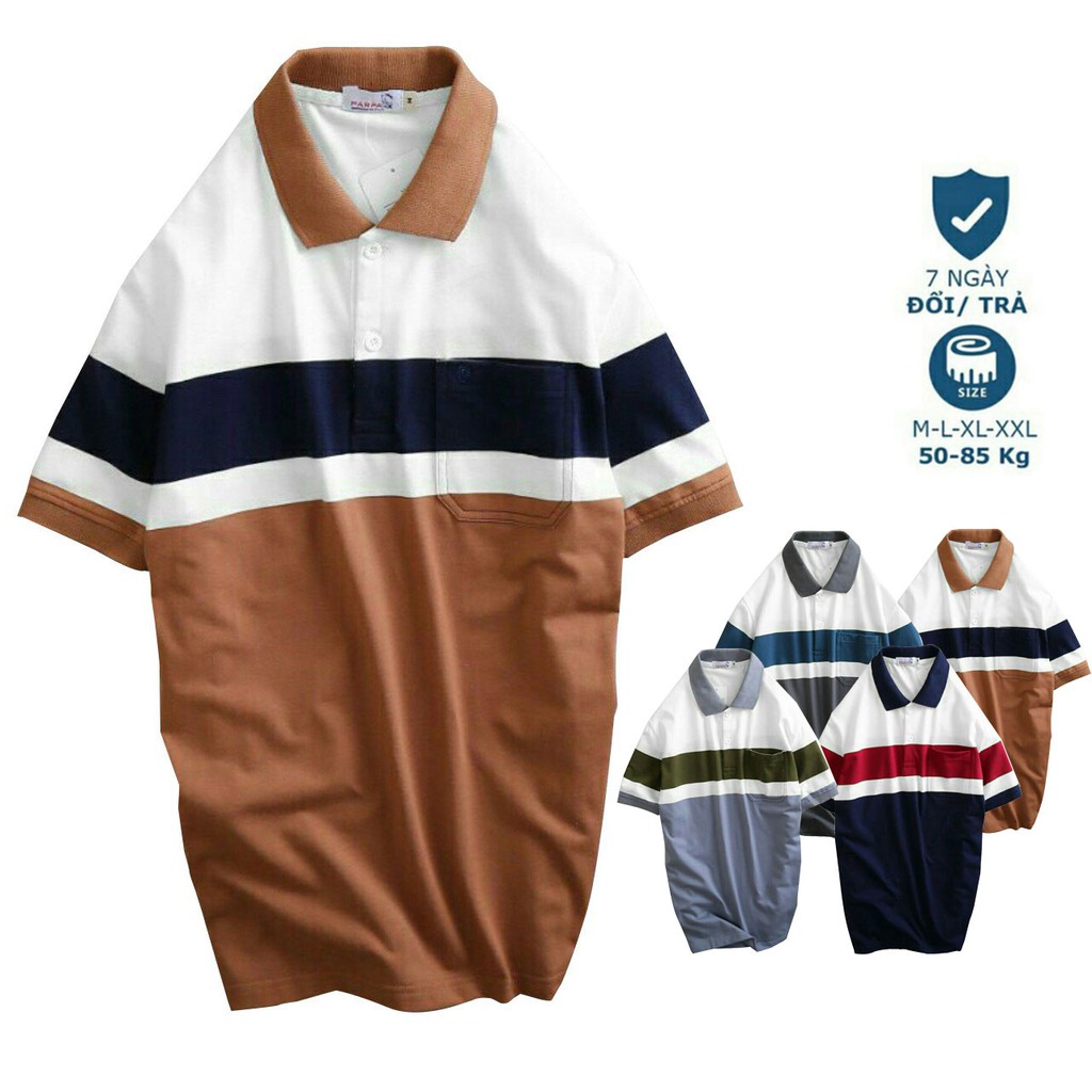 Áo  POLO Thun Nam Lớn Tuổi Có Túi⚡️ Hàng VNXK ⚡️Áo Thun Nam Có Túi Trung Niên