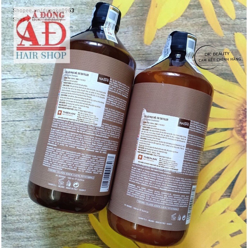 [+Tặng mũ trùm] BỘ DẦU GỘI XÃ SIÊU PHỤC HỒI NASHI FILLER THERAPY CHO TÓC HƯ TỔN NẶNG 1000MLX2