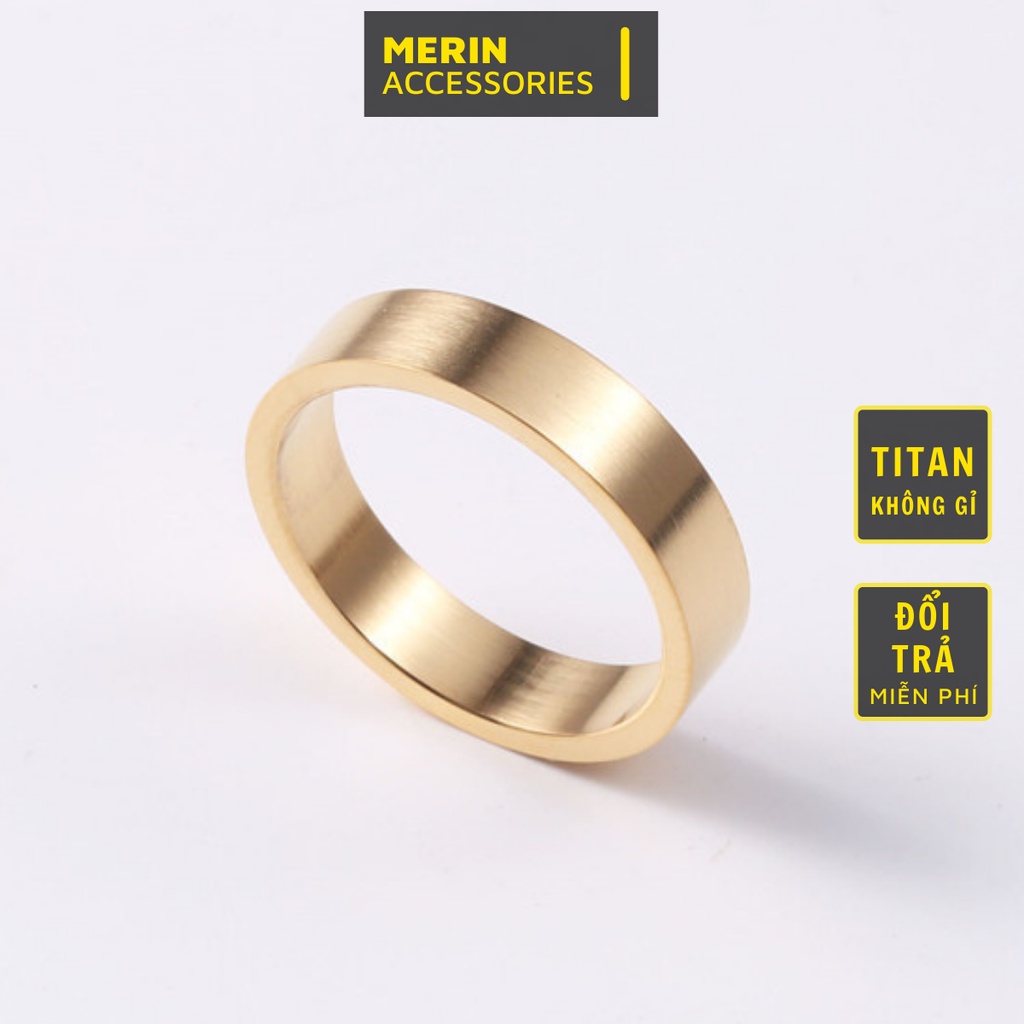 Nhẫn nam nữ tròn Merin Accessories màu bạc thời trang chất Titan đẹp đơn giản không gỉ - Nhẫn Sigol