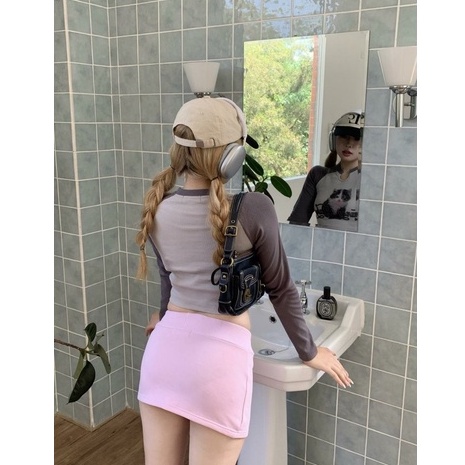 Áo Thun Croptop Tay Dài Dáng Ôm In Hình Mèo Màu Sắc Ngọt Ngào Dễ Phối Đồ Thời Trang Cho Bạn Gái