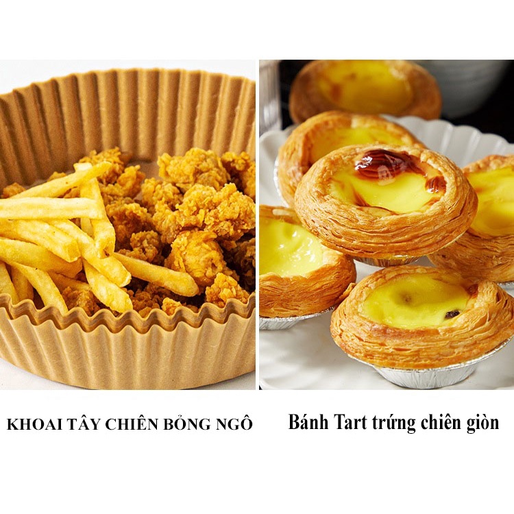 Giấy chiên chống thấm dầu, khay lót nồi,1 tệp 50 tờ cực tiện không gây hỏng nồi - VUA BAO BÌ