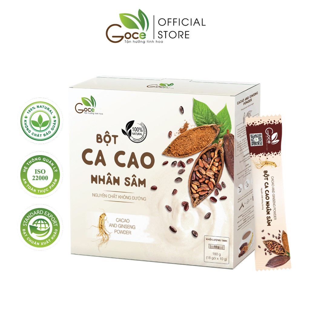 Bột ca cao nhân sâm Goce – 180g (18 gói x 10g)