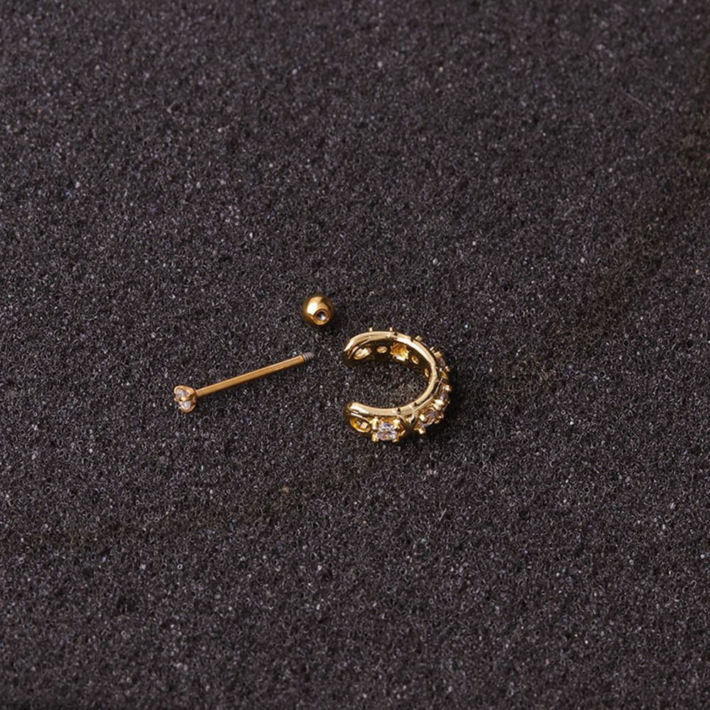 Khuyên xỏ sụn tai hình hoa đính đá zircon bằng thép không gỉ thời trang