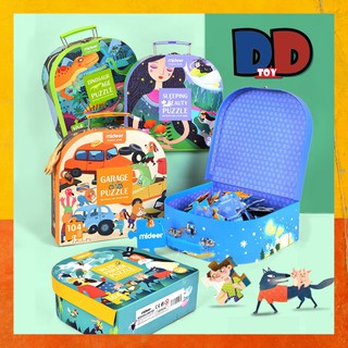 Bộ đồ chơi xếp hình vali MIDEER chính hãng 104 miếng cho bé - Sleeping Beauty và Dinosaur Age