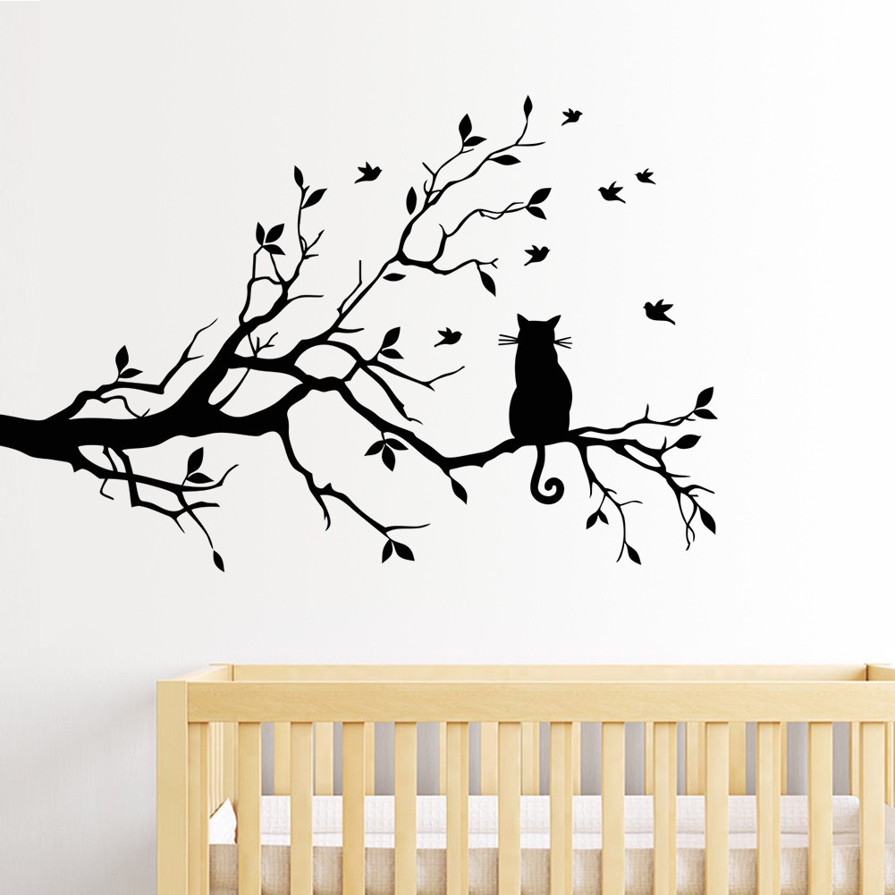 Sticker Dán Tường Tự Dính Bằng Pvc Họa Tiết Mèo Dễ Thương 58*38cm
