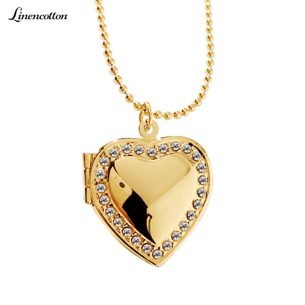 Heart Photo Frame Locket Necklace Clavicle