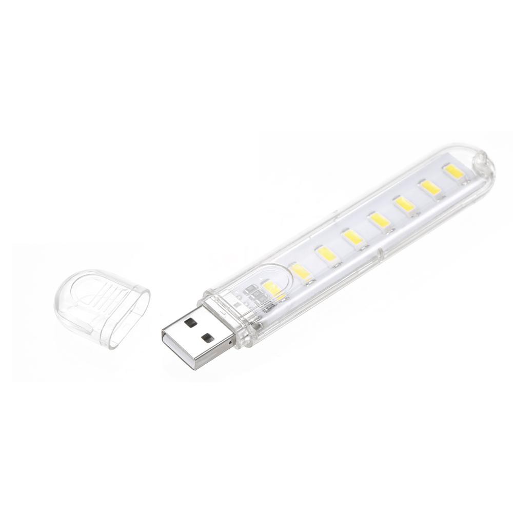 8 LED Mini Portable USB Lamp DC 5V Camping USB Lighting For PC Laptop Mobile Power Bank Gadget White