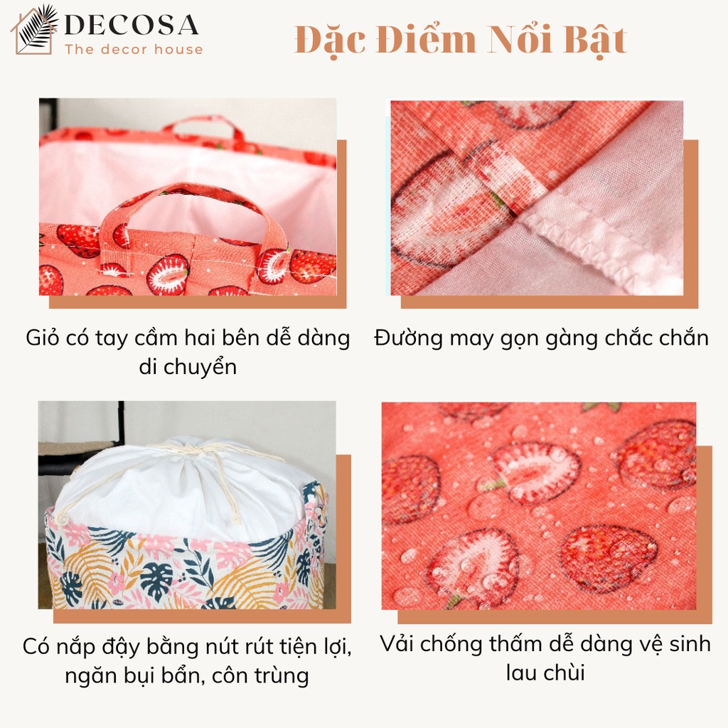 Giỏ đựng quần áo bằng vải cỡ lớn 100L có dây rút che bụi bẩn DECOSA