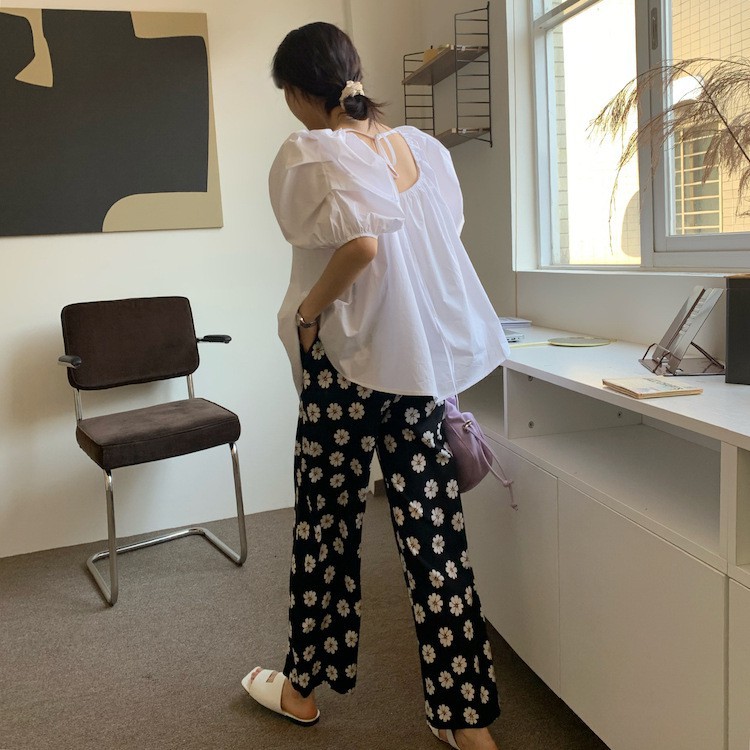 Áo Kiểu Nữ Tay Phồng Ngắn Xếp Ly Xinh Xắn Thời Trang