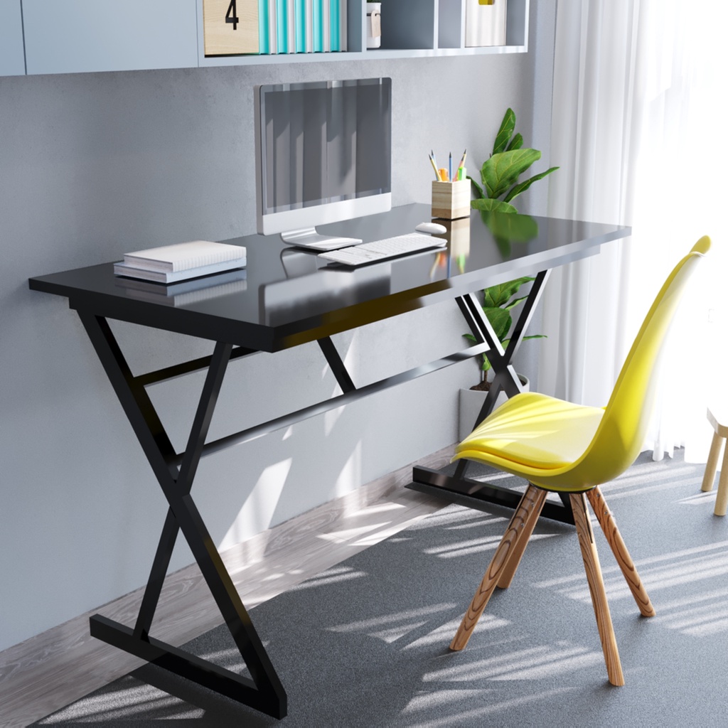 Bàn làm việc chữ x chân sắt sơn tĩnh điện không rỉ, mặt gỗ công nghiệp MDF bàn học sinh gaming
