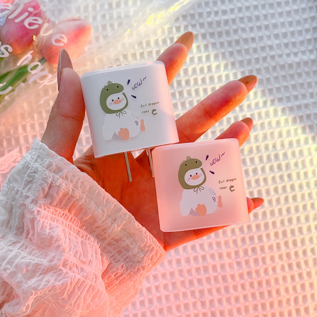 Đầu Cáp Sạc 18W 20W Bằng Silicon Mềm Trong Suốt Họa Tiết Hoạt Hình Dễ Thương Cho IPhone 13 12 11 Pro Max