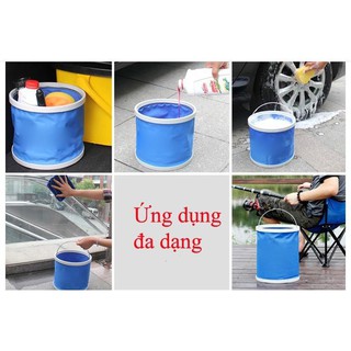 Xô gấp đựng nước du lịch,đi phượt, rửa xe, xô thùng chống thấm gấp gọn, xô câu cá loại lớn