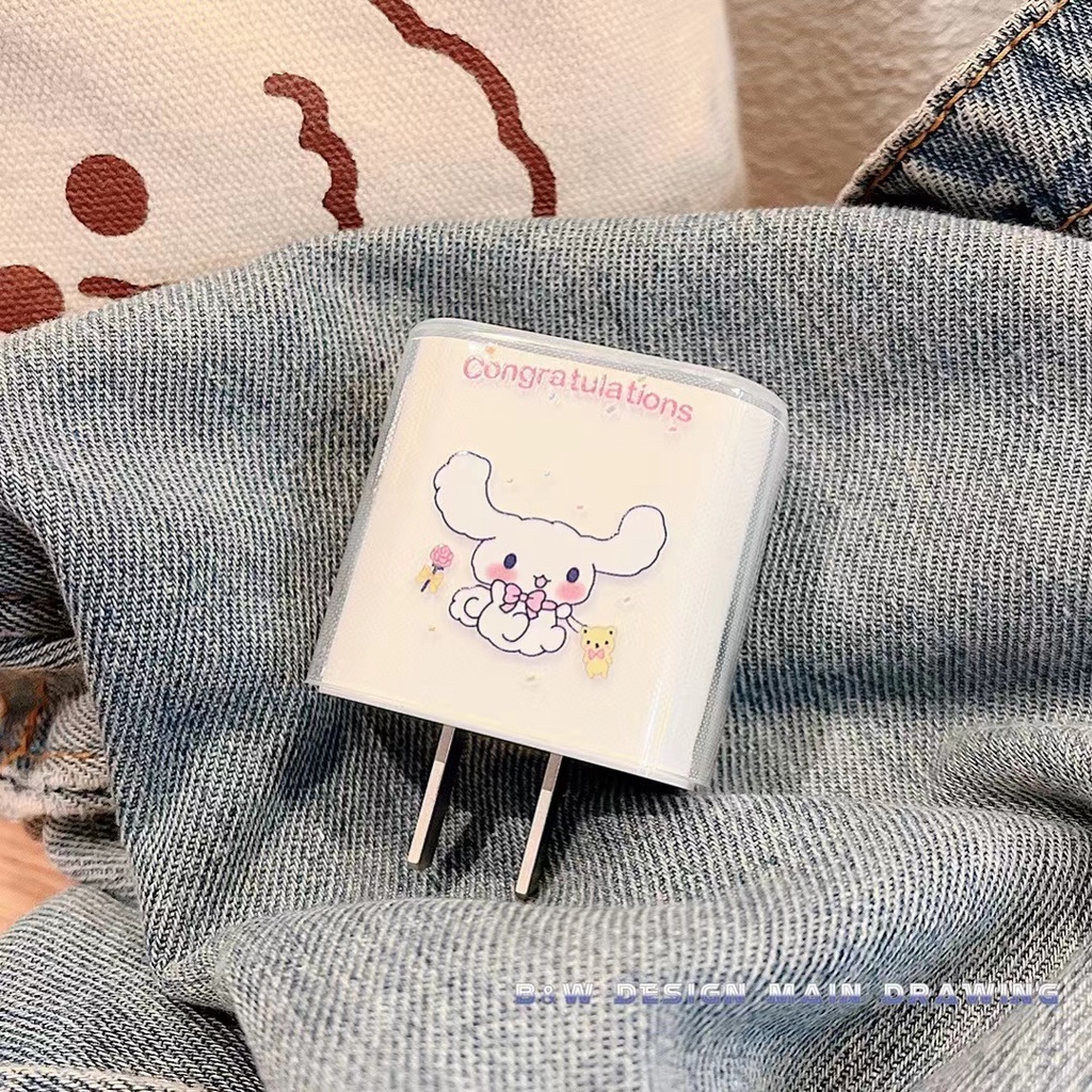 Vỏ Silicon Trong Suốt Bảo Vệ Dây Cáp Sạc Nhanh 18W 20W Hình Hoạt Hình Cinnamoroll/Gấu/Phi Hành Gia/Gấu Dễ Thương