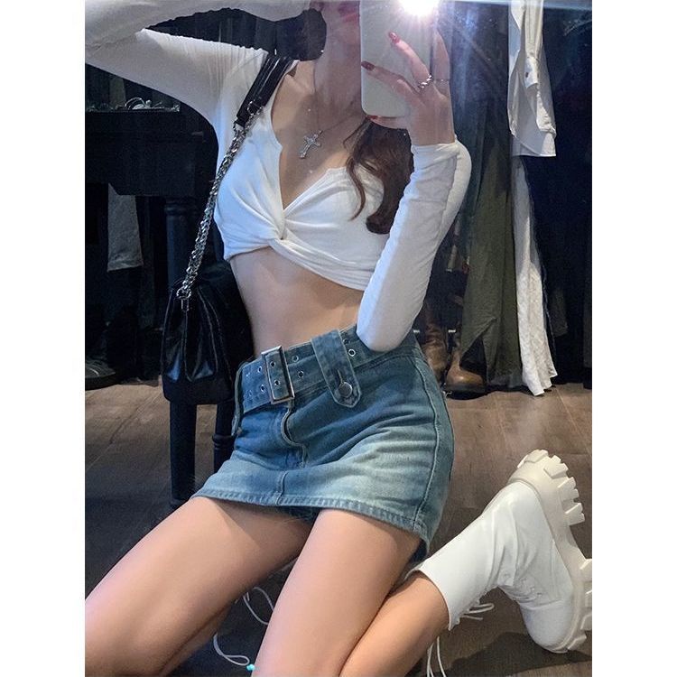 [MURIOKI] Áo Thun Tay Dài Thiết Kế Thắt Nút Độc Đáo Thời Trang Mùa Thu 2022 Cho Nữ