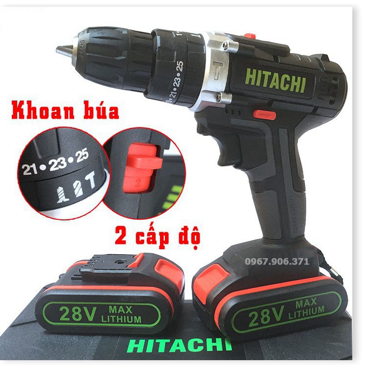 MÁY KHOAN PIN HITACHI 28V 3 chức năng  khoan tường - Máy Bắt Vít, Khoan Sắt 28V