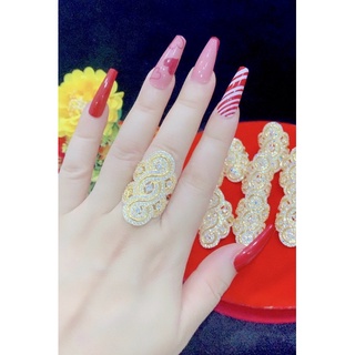 Nhẫn nữ lớn chạm xoàn dát vàng 18 cao cấp mẫu mới cực đẹp cực sang