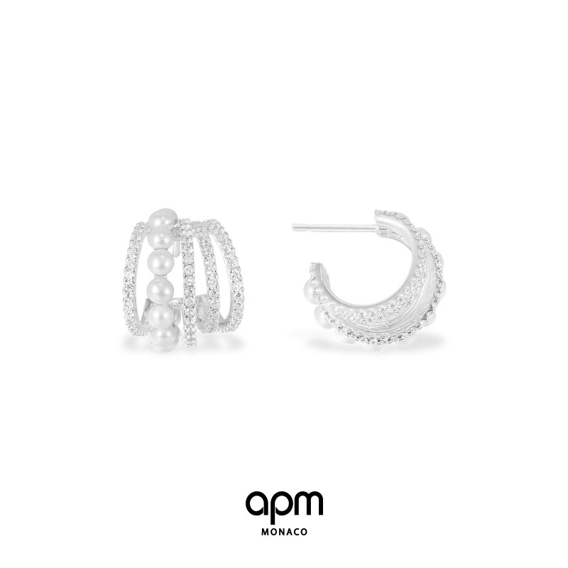 Bông tai ngọc trai trắng bạc APM Monaco nữ 2021 bông tai hợp thời trang mới bạc