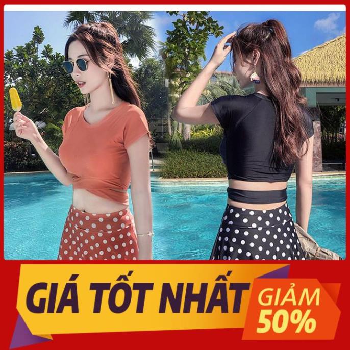 SALE Có sẵn bộ đồ bơi nữ bikini 2 mảnh váy chấm bi chất thun đẹp