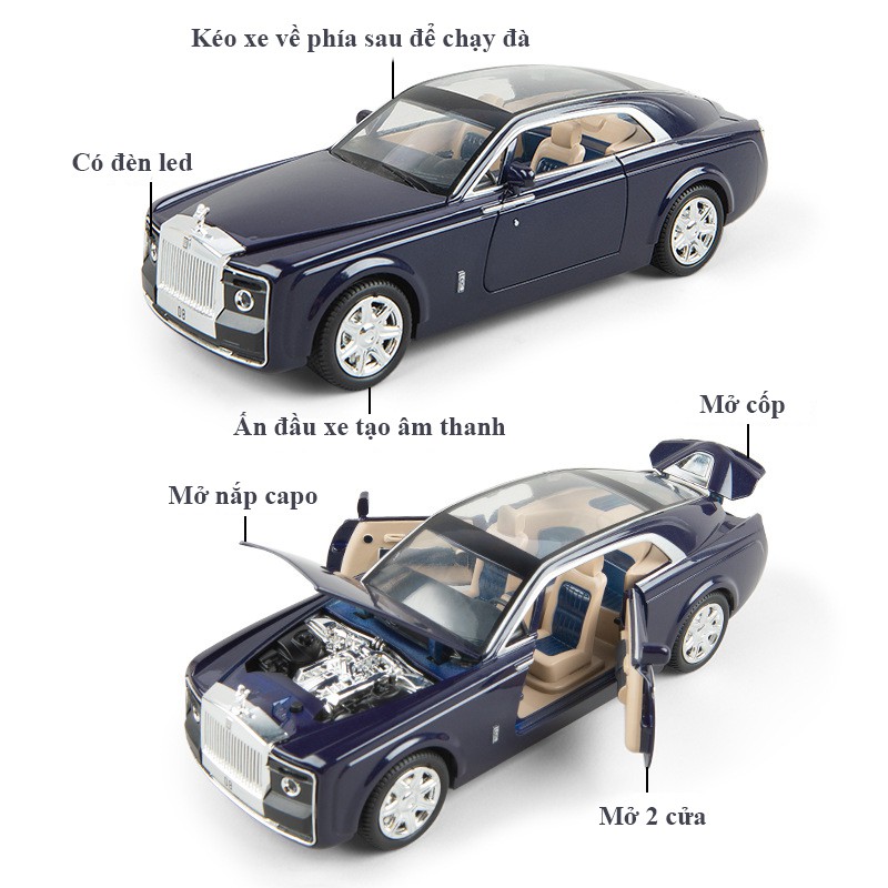 Mô hình siêu xe đắt giá nhất thế giới Rolls Royce Sweptail XLG, tỉ lệ 1:24, chất liệu hợp kim cao cấp