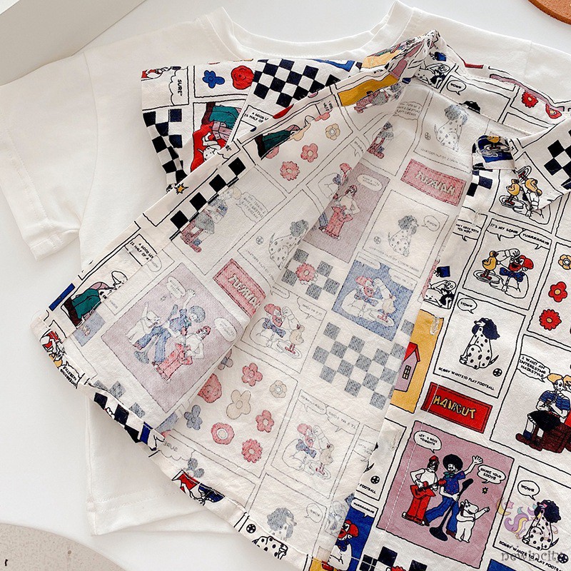 Áo sơ mi tay ngắn in hoạt hình cho bé trai