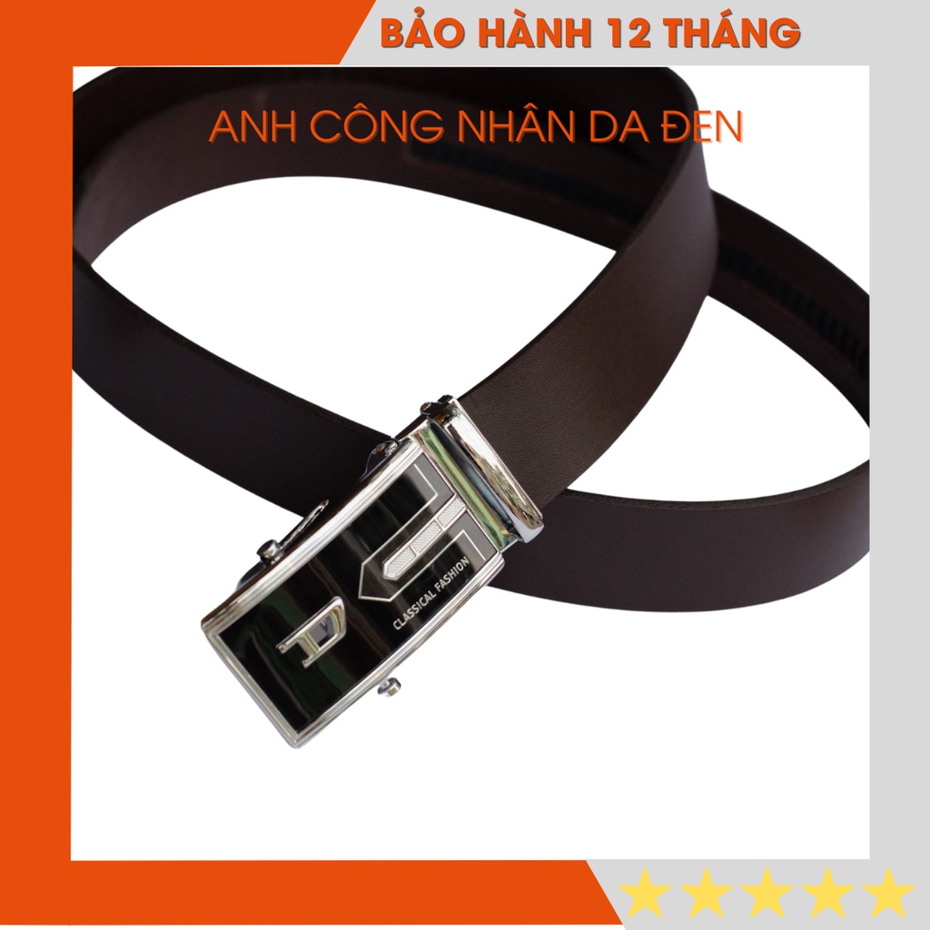 Thắt lưng da bò đầu khóa kéo thời trang Classic Fashion