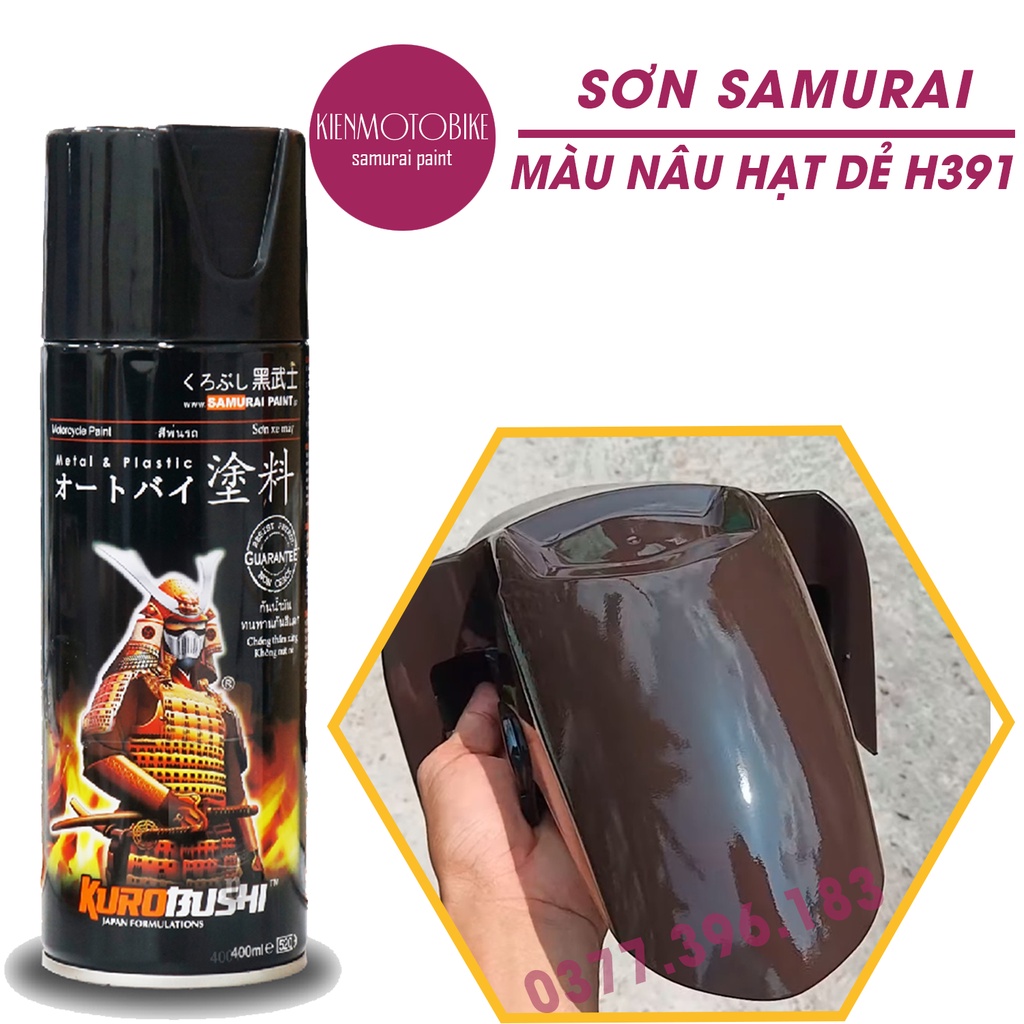 Sơn Samurai màu nâu hạt dẻ H391 - chai sơn xịt chuyên dụng cho sơn xe máy, ô tô